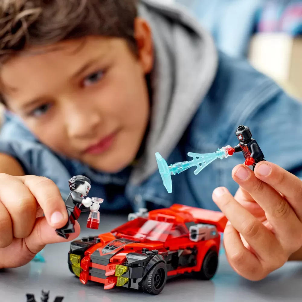 Shop Lego Marvel 76244 Miles Morales Vs. Morbius, Spider-Man Giocattolo Per Bambini Con Macchina Da Corsa E Minifigure Di Spidey Mattoncini
