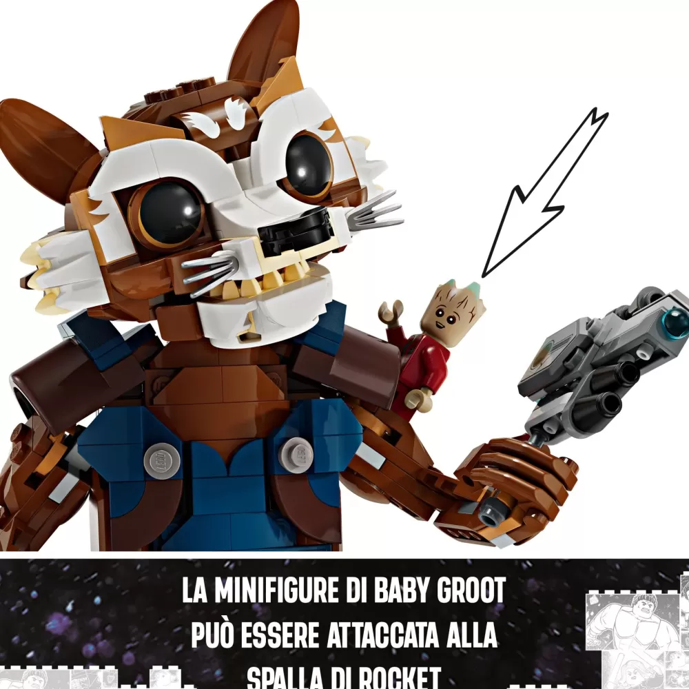 Best Sale Lego Marvel 76282 Rocket E Baby Groot, Giochi Per Bambini Di 10+ Anni Con Action Figure Snodabile E Minifigure Del Supereroe Mattoncini