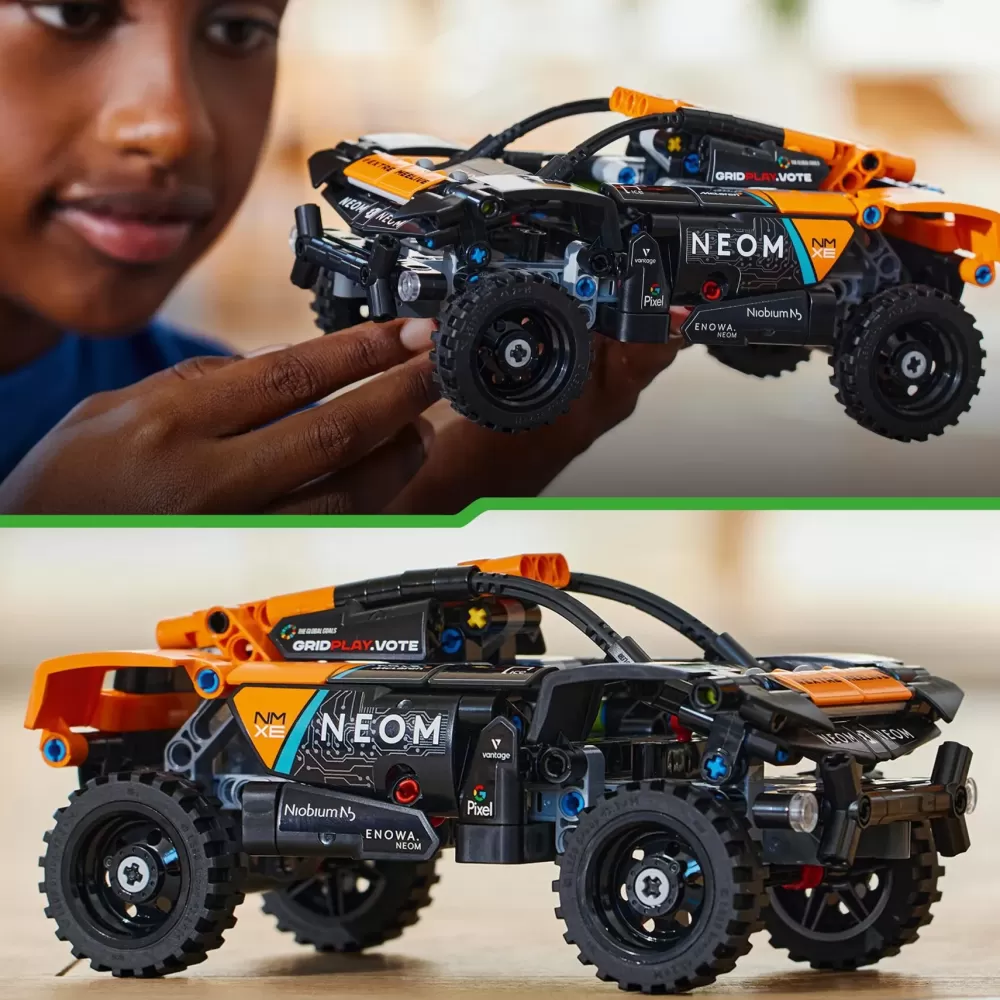 Discount 42166 Neom Mclaren Extreme E Race Car, Macchina Giocattolo Con Funzione Pull-Back, Giochi Per Bambini Di 7+ Anni Mattoncini