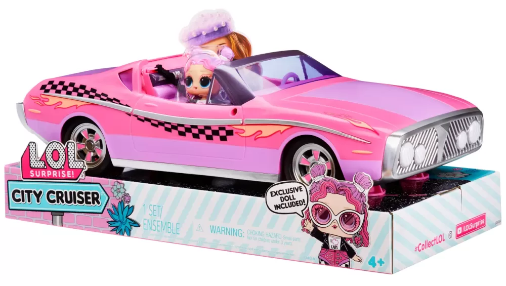 Hot L.O.L. Surprise! City Cruiser Auto Sportiva Rosa E Viola Con Caratteristiche Favolose E Un'Esclusiva Bambola Beeps Inclusa Camper E Veicoli Per Bambole