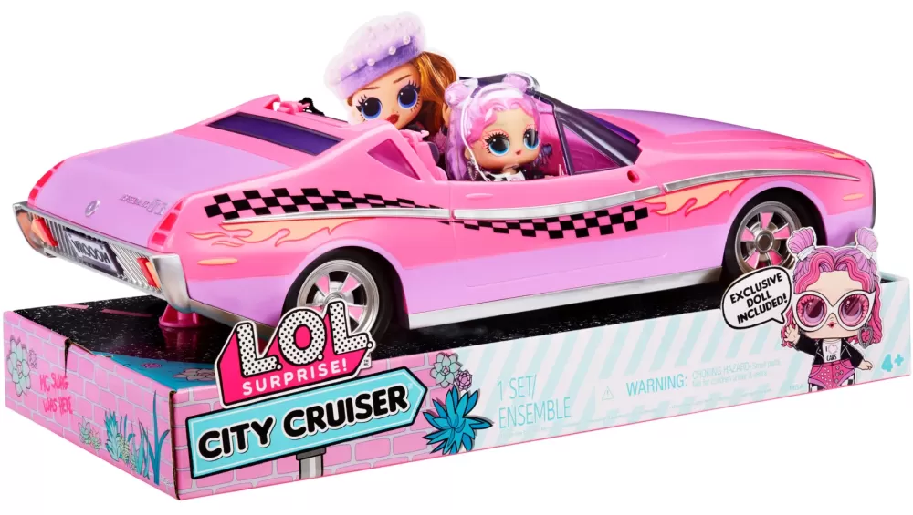Hot L.O.L. Surprise! City Cruiser Auto Sportiva Rosa E Viola Con Caratteristiche Favolose E Un'Esclusiva Bambola Beeps Inclusa Camper E Veicoli Per Bambole