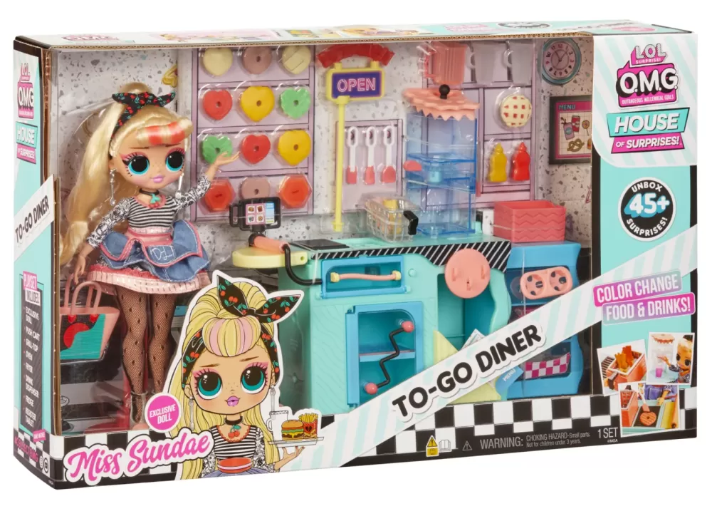 Fashion Surprise Omg To-Go Diner Playset Con Oltre 45 Sorprese E Bambola Inclusa Fashion Dolls