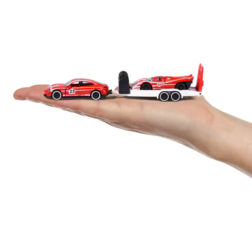 Online - Porsche Race Trailer Set, Auto Con Rimorchio Modellini Veicoli In Scala