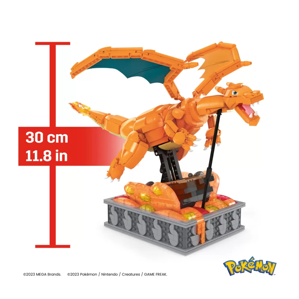 Store Mega Kinetic Charizard, Set Da Costruzione Da 1664 Pezzi, Personaggio Meccanizzato Con Movimento Realistico E Alto 28 Cm Da Collezione, 12+ Anni, Hmw05 Set Costruzioni