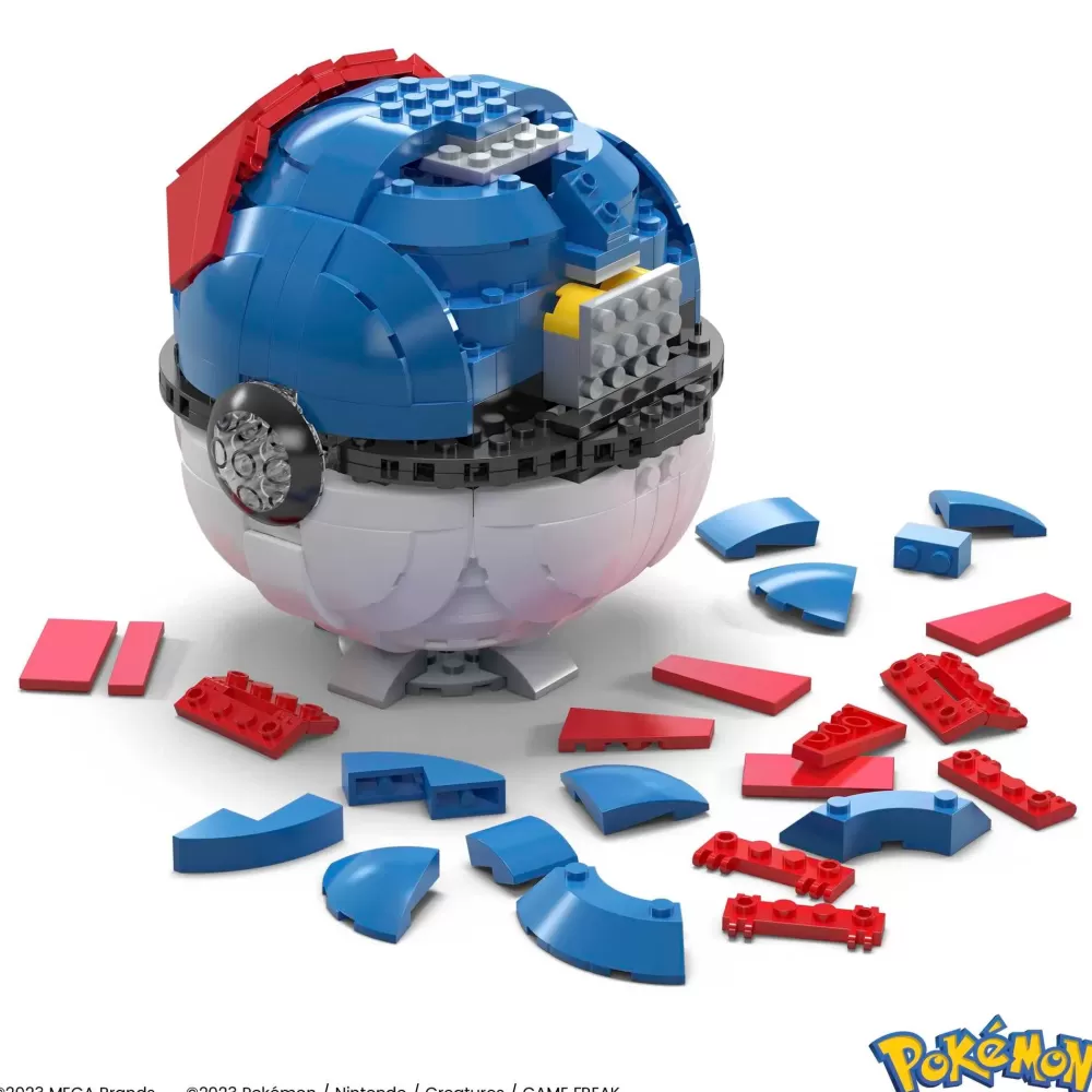 Best Mega Pokemon Mega Ball Gigante, Set Da Costruire Con 299 Pezzi E Luci, Pulsante Centrale Si Illumina E Lampeggia Set Costruzioni
