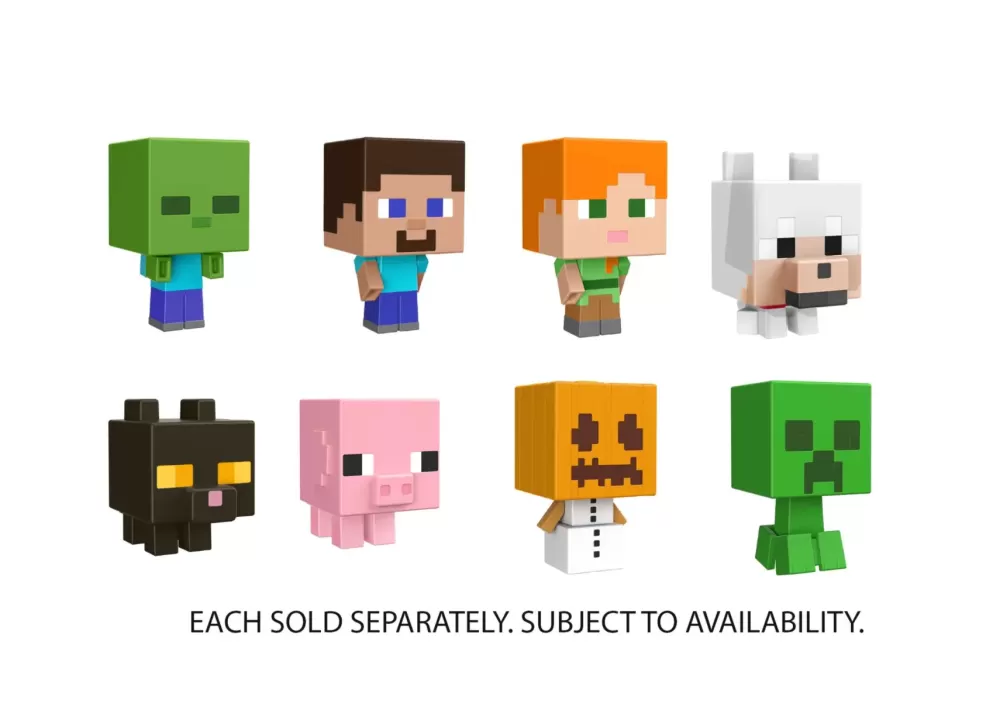 Best Sale Mini Action Figure Testa Mob, Assortimento Personaggi Del Videogioco Dal Design Pixelato Con Teste Giganti, Tutti Da Collezionare, Giocattolo Per Bambini, 6+ Anni, Hdv64 Action Figures