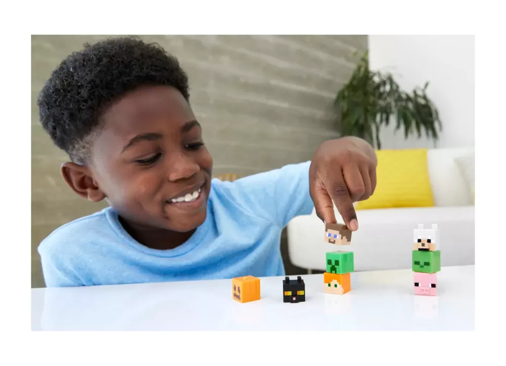 Best Sale Mini Action Figure Testa Mob, Assortimento Personaggi Del Videogioco Dal Design Pixelato Con Teste Giganti, Tutti Da Collezionare, Giocattolo Per Bambini, 6+ Anni, Hdv64 Action Figures