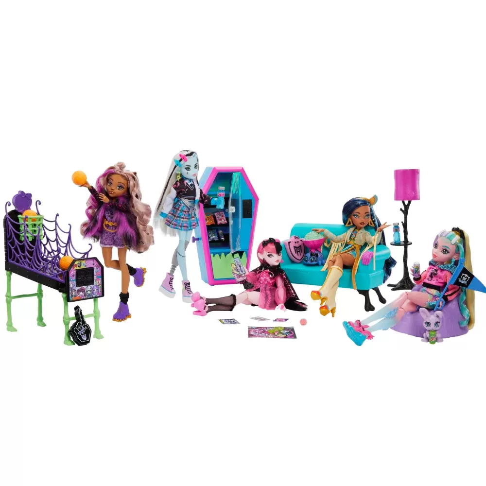 Fashion Playset Salone Degli Studenti Con Mobili, Accessori A Tema, 2 Animali Domestici E Distributore Automatico Funzionante Fashion Dolls