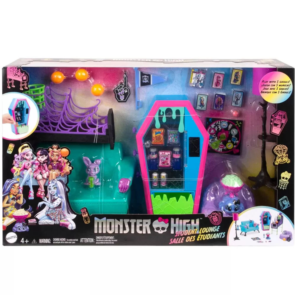 Fashion Playset Salone Degli Studenti Con Mobili, Accessori A Tema, 2 Animali Domestici E Distributore Automatico Funzionante Fashion Dolls