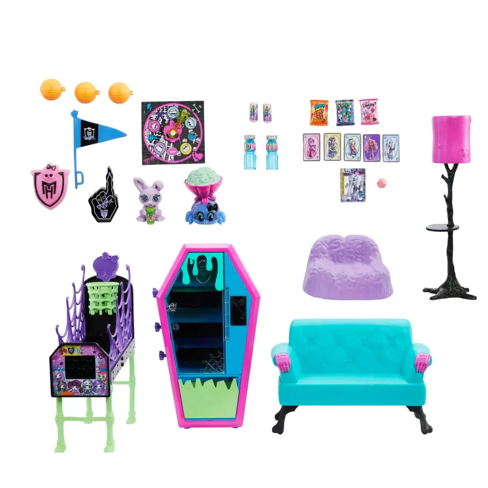 Fashion Playset Salone Degli Studenti Con Mobili, Accessori A Tema, 2 Animali Domestici E Distributore Automatico Funzionante Fashion Dolls