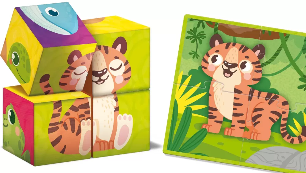 Outlet Montessori Baby Legno Cubes And Puzzle 2 In 1 Giochi Educativi In Legno