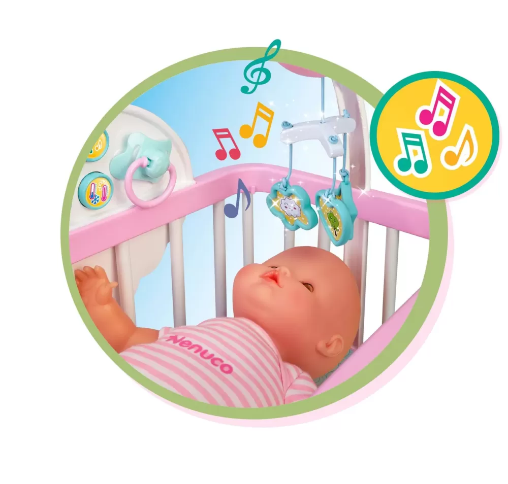 Clearance Culla Per Una Dolce Nanna, Bambola 35 Cm, Culla Interattiva E Accessori. Bambolotti