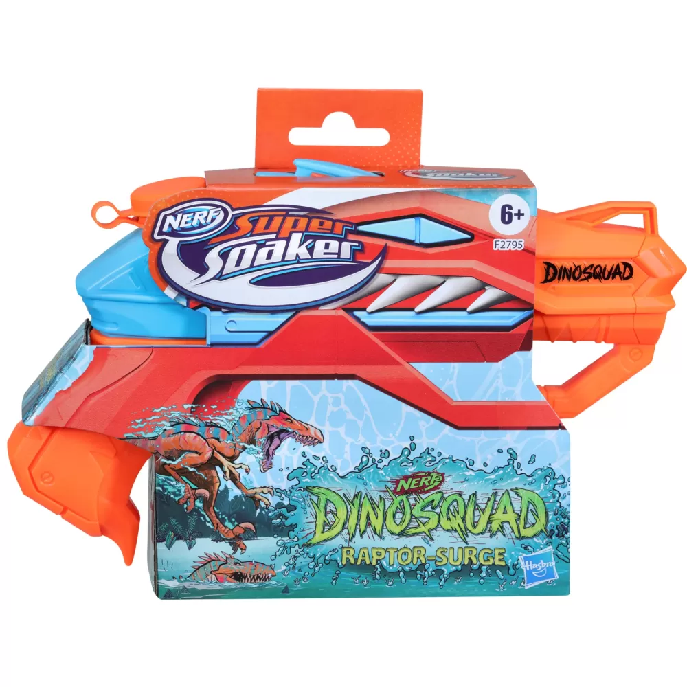 Clearance Super Soaker Dinosquad Raptor-Surge, Blaster Ad Acqua Con Spruzzo A Grilletto Pistole Ad Acqua