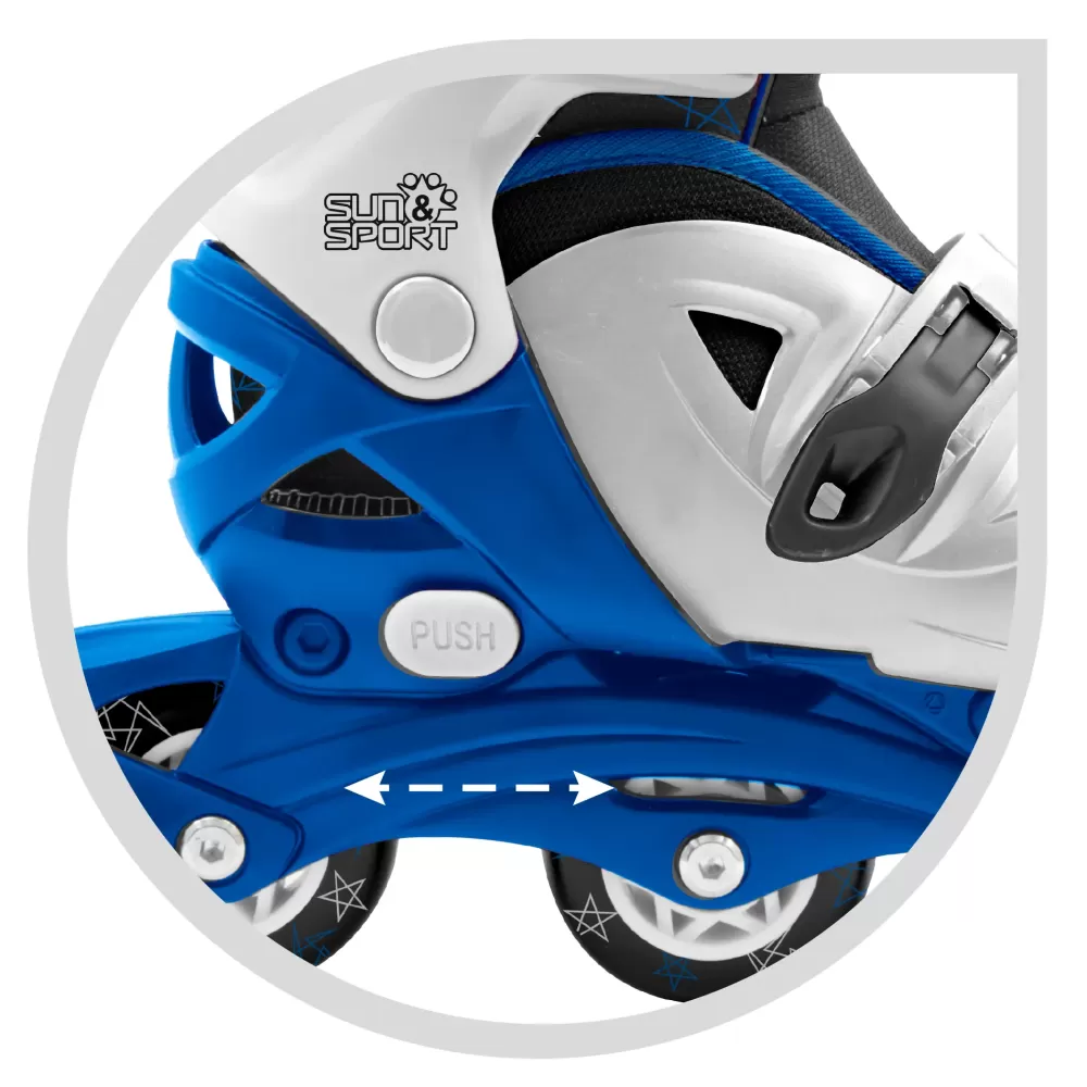 Best Pattini A 4 Ruote Con Taglia Regolabile E Sistema Frenante Per Bambini Misura 31-35, Fibbie Regolabili E Imbottitura Dello Stivale Disponibile In Blu E Rosa Pattini E Skateboard