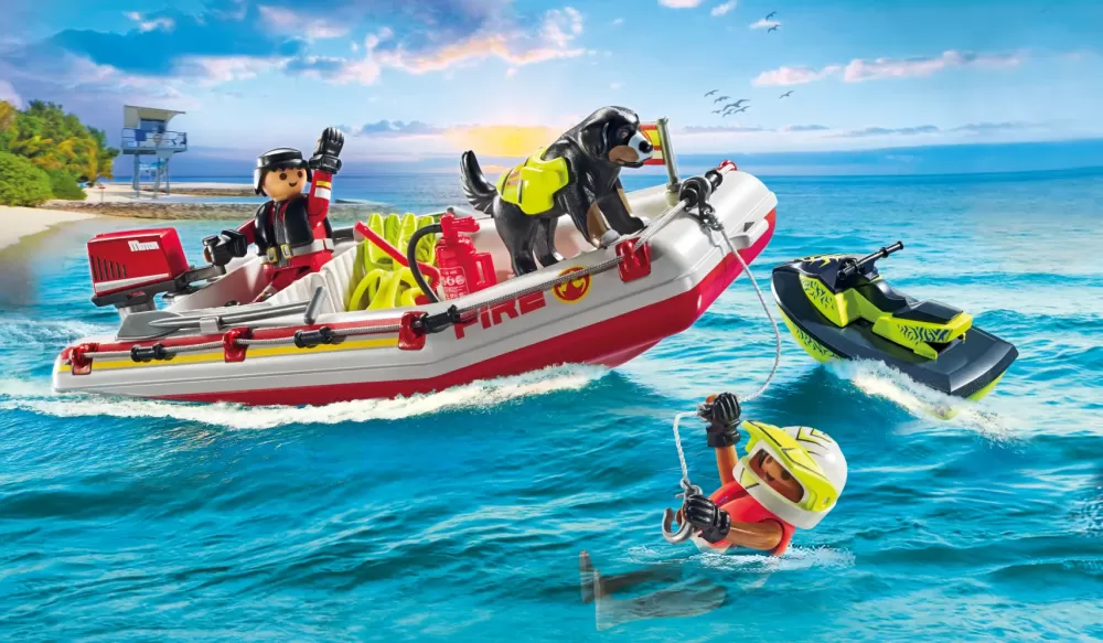 Clearance 71464 Gommone Dei Pompieri E Acquascooter Per Bambini Dai 4 Anni Costruzioni Bambini