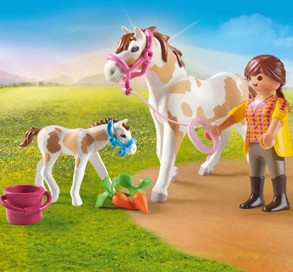 Shop Country 71243 Ragazza Con Cavallo E Puledro Per Bambini Dai 4 Anni In Su Set Costruzioni