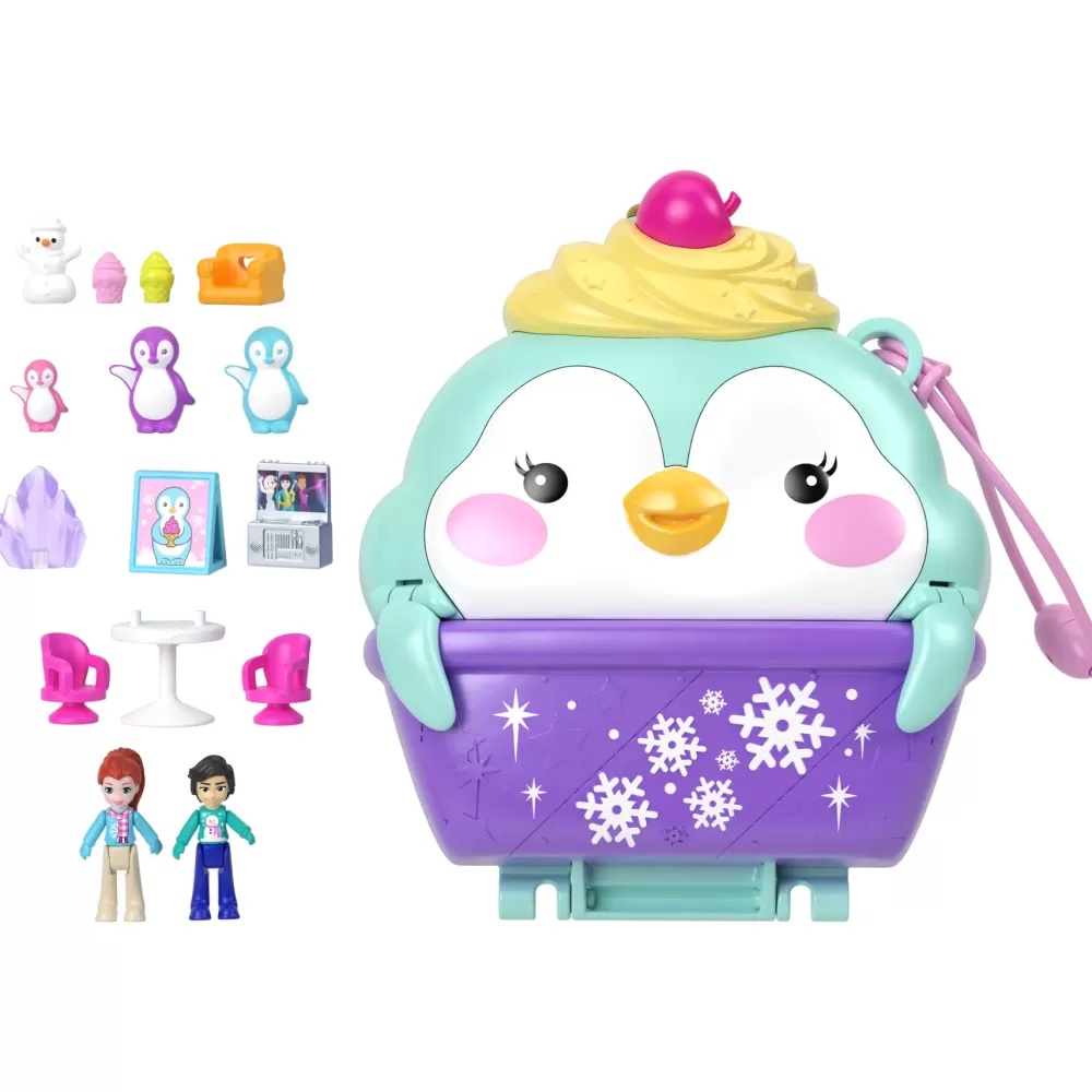 Best Sale Cofanetto Dolce Pinguino, Playset Da Viaggio Con Esterno Interattivo, 2 Micro Bambole E 12 Accessori Inclusi Mini Dolls