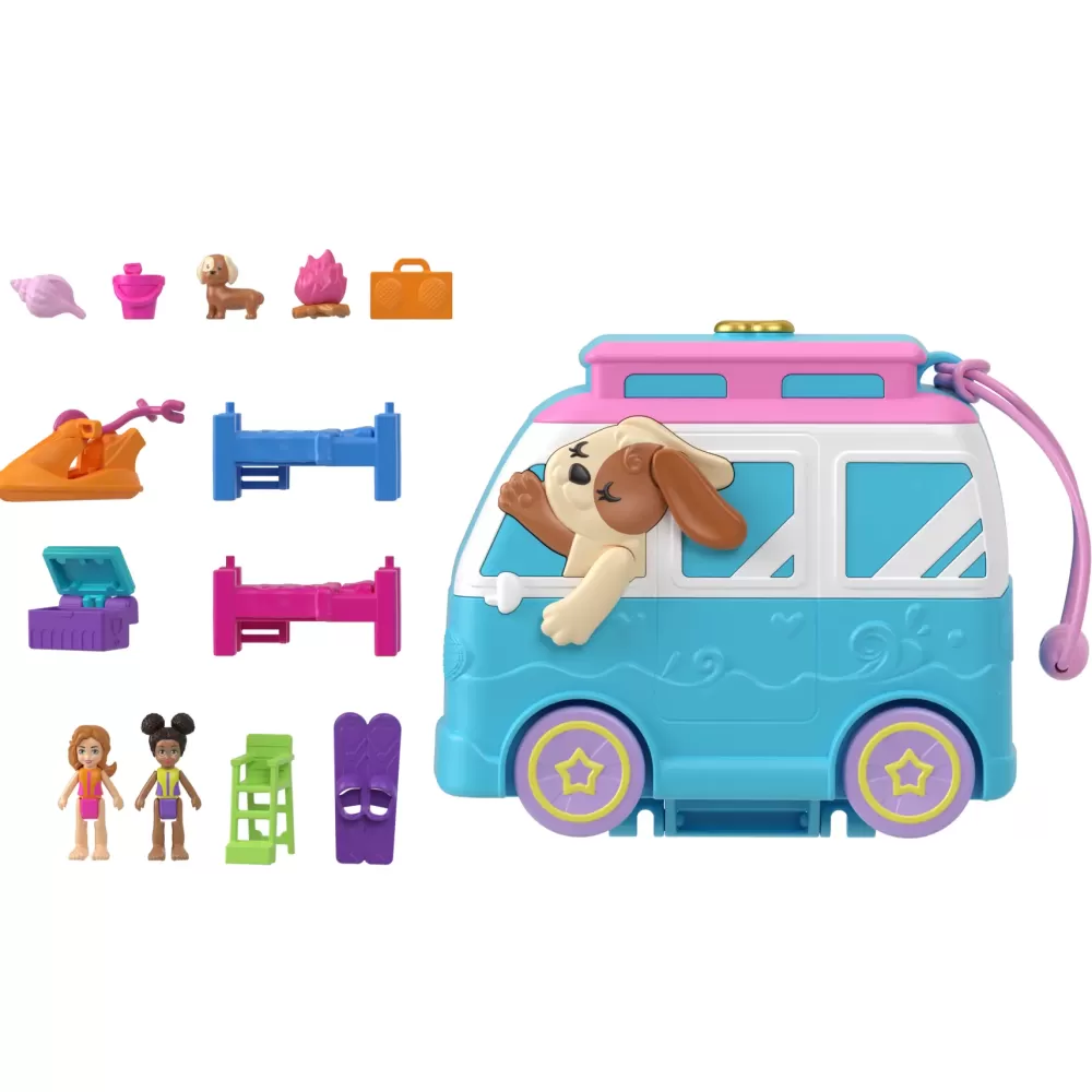 Best Sale Furgoncino Cucciolo Sole E Mare, Playset Da Viaggio Con Esterno Interattivo, 2 Micro Bambole E 12 Accessori Inclusi Mini Dolls