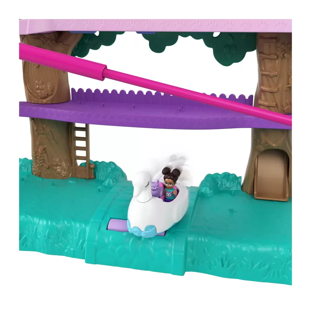 Outlet Pollyville Casa Sull'Albero Dei Cuccioli, Playset A 5 Piani, 15+ Pezzi Gioco: 2 Bambole, Veicolo, 4 Animali E Accessori, Giocattolo Per Bambini 4+ Anni Mini Dolls