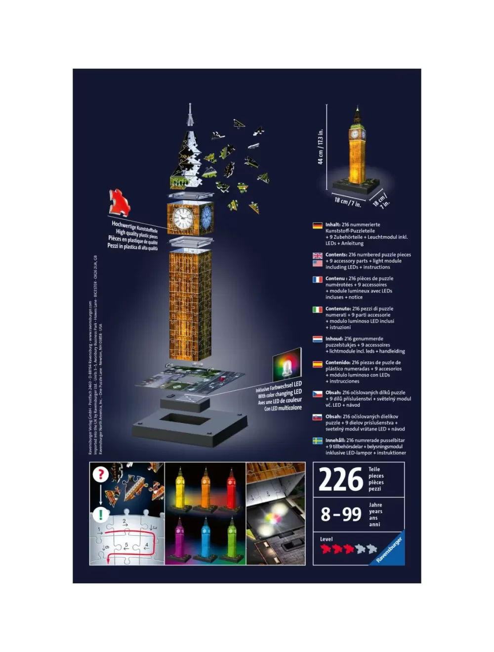 Store Big Ben Night Edition, Londra, 216 Pezzi, 10+ Anni Puzzle 3D