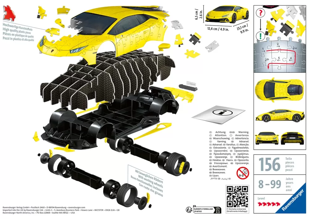 Shop Lamborghini Huracan Evo Gialla, 108 Pezzi, 8+ Anni Puzzle 3D