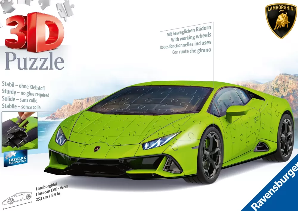 Best Lamborghini Huracan Evo Verde, 108 Pezzi, 8+ Anni Puzzle 3D