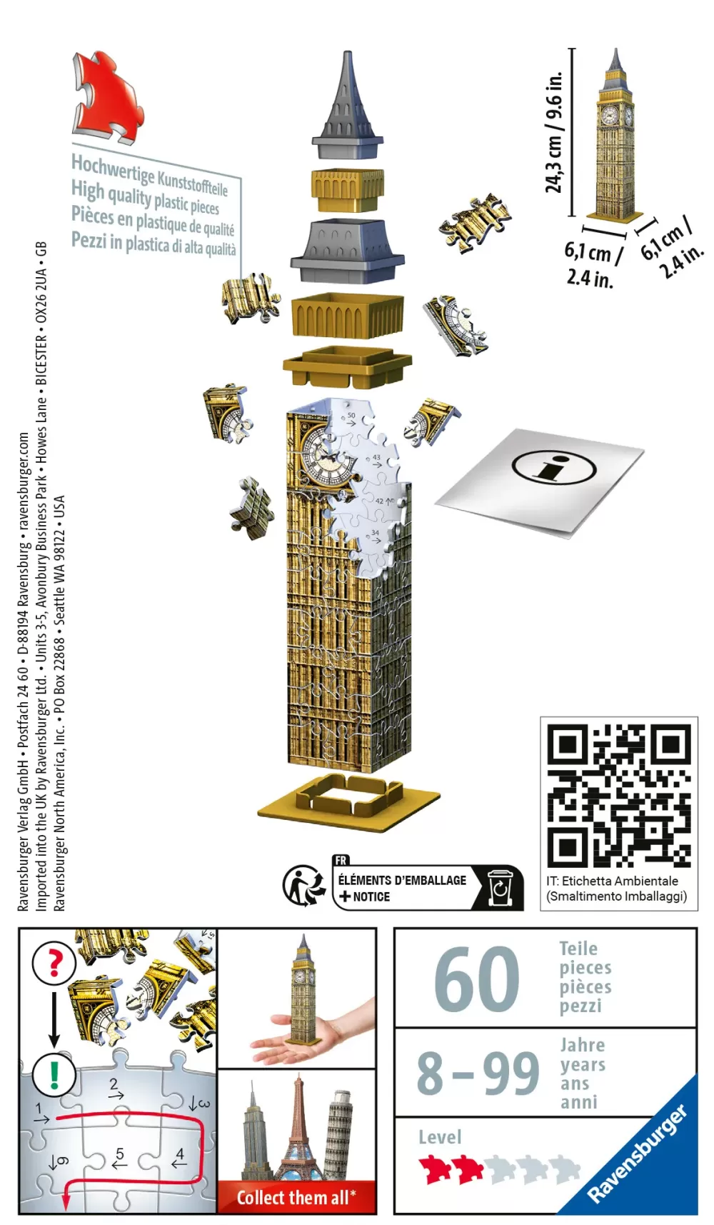 Clearance Mini Big Ben, 54 Pezzi, 8 Anni Puzzle 3D