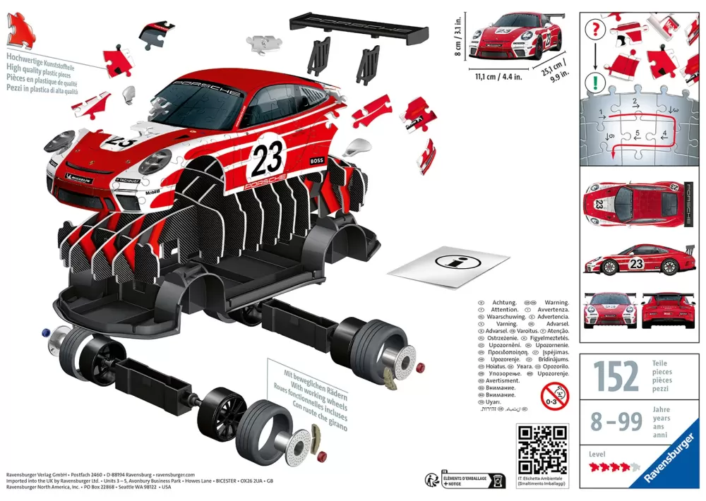 Clearance Porsche 911 Gt3 Cup Salzburg , 108 Pezzi, 10+ Anni Puzzle 3D