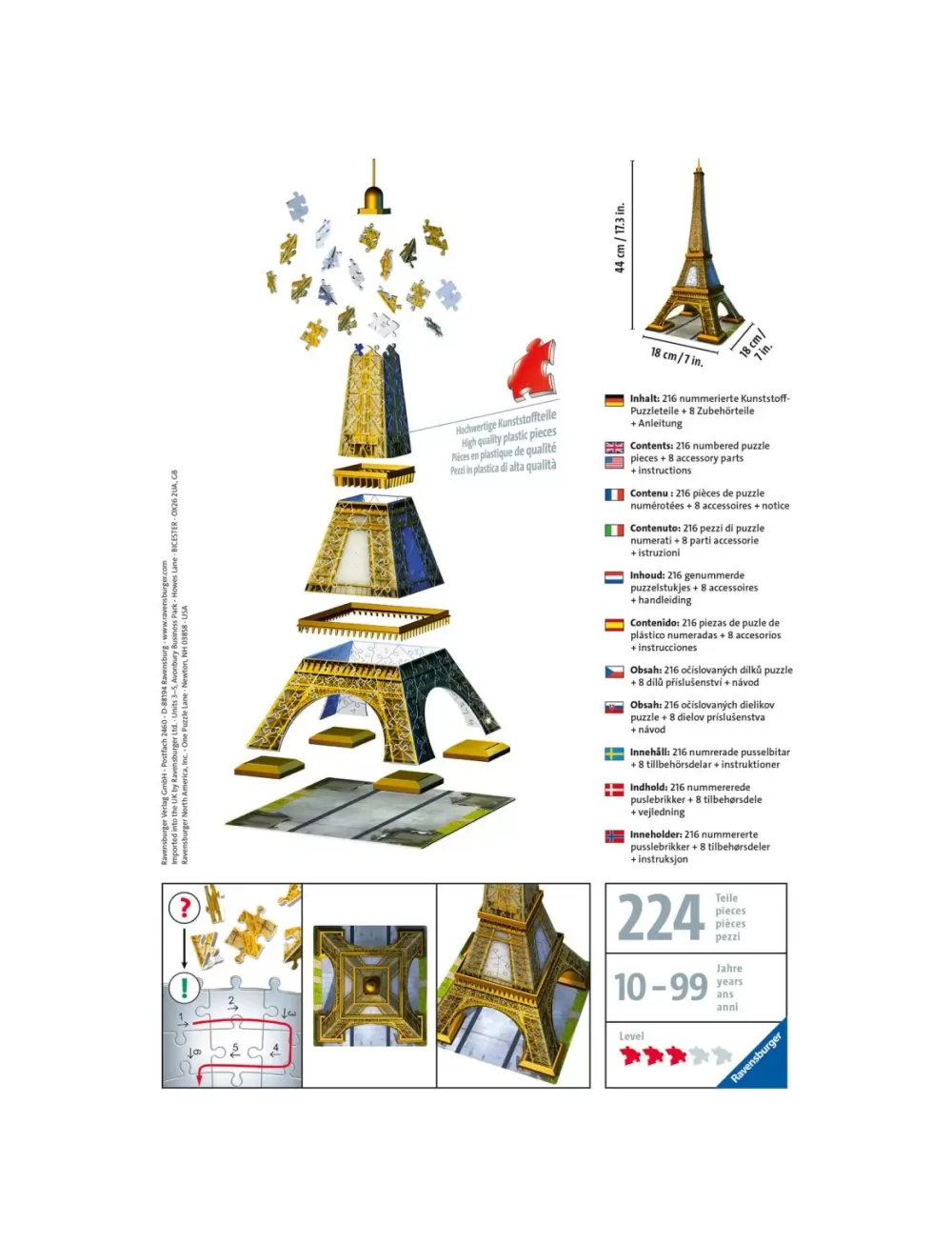 Clearance Tour Eiffel, Parigi, 216 Pezzi, 10+ Anni Puzzle 3D