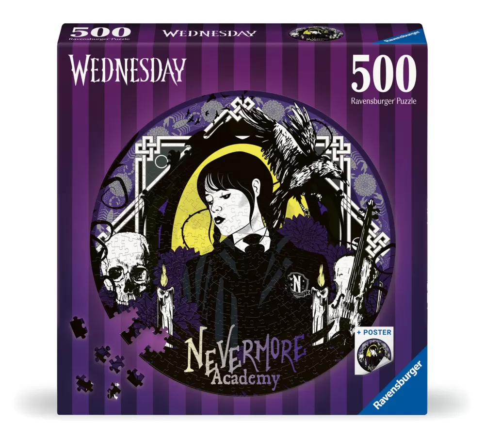 Sale Puzzle Rotondo Mercoledi Addams, Round Puzzle 500 Pezzi, Puzzle Adulti Puzzle 500 Pezzi