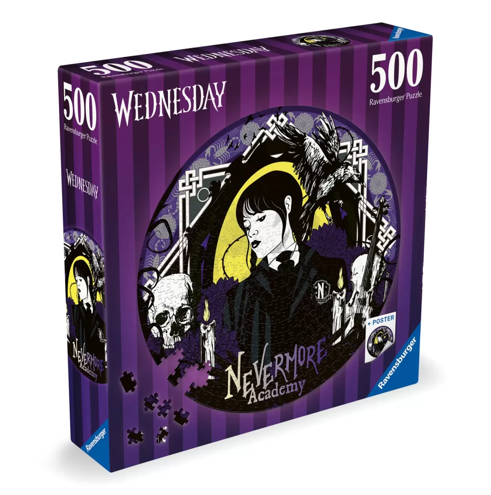 Sale Puzzle Rotondo Mercoledi Addams, Round Puzzle 500 Pezzi, Puzzle Adulti Puzzle 500 Pezzi