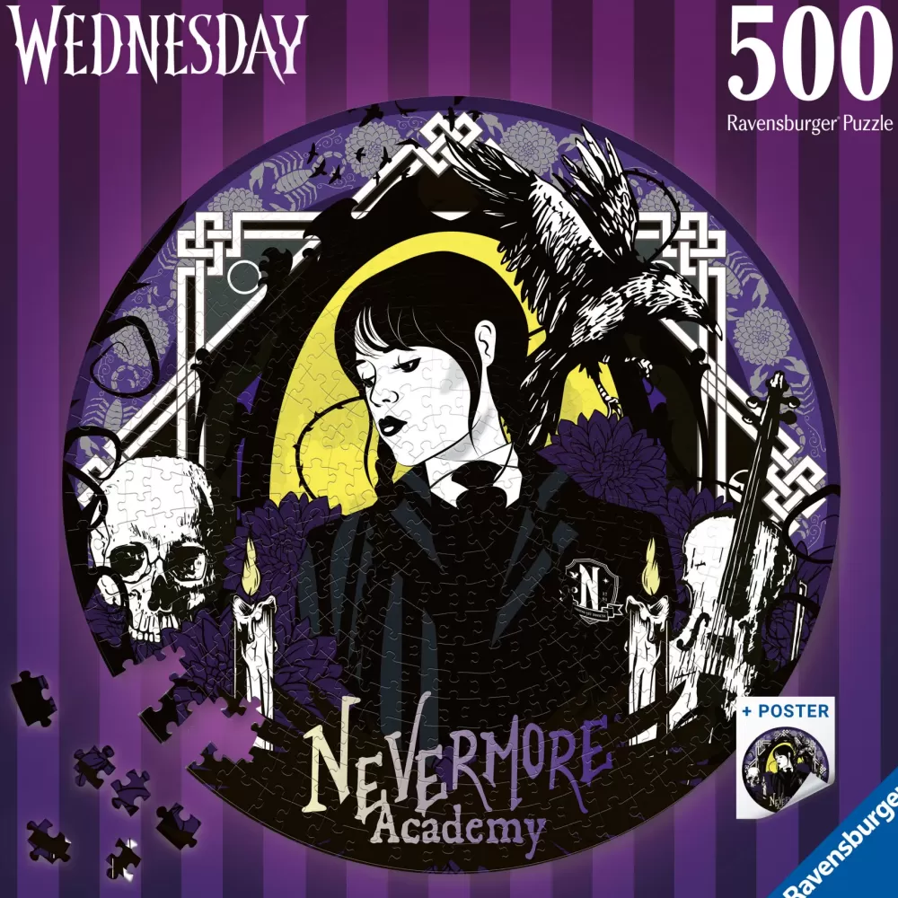 Sale Puzzle Rotondo Mercoledi Addams, Round Puzzle 500 Pezzi, Puzzle Adulti Puzzle 500 Pezzi