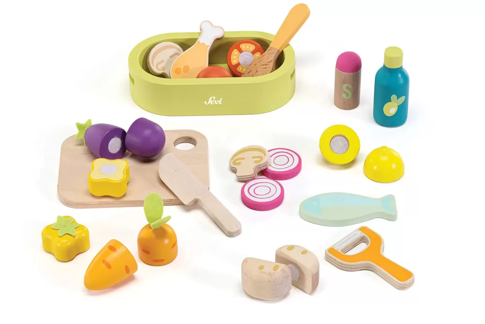 Store Sevi Set Cibo E Accessori (25 Pz) Giochi Di Imitazione In Legno