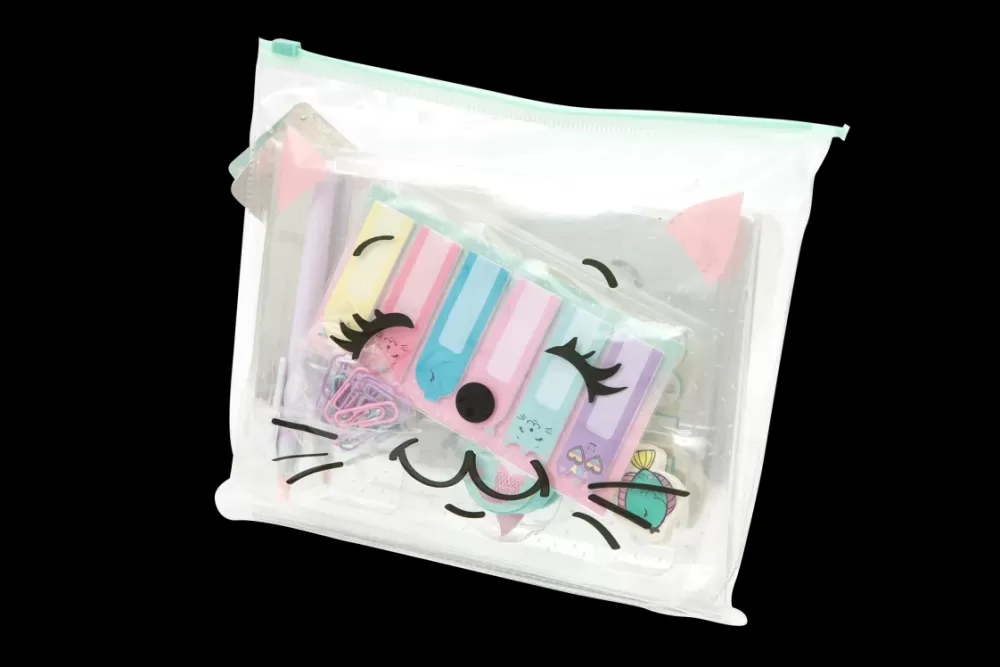 Hot Stationery Bag Bustina Con Set Notebook Cancelleria E Accessori