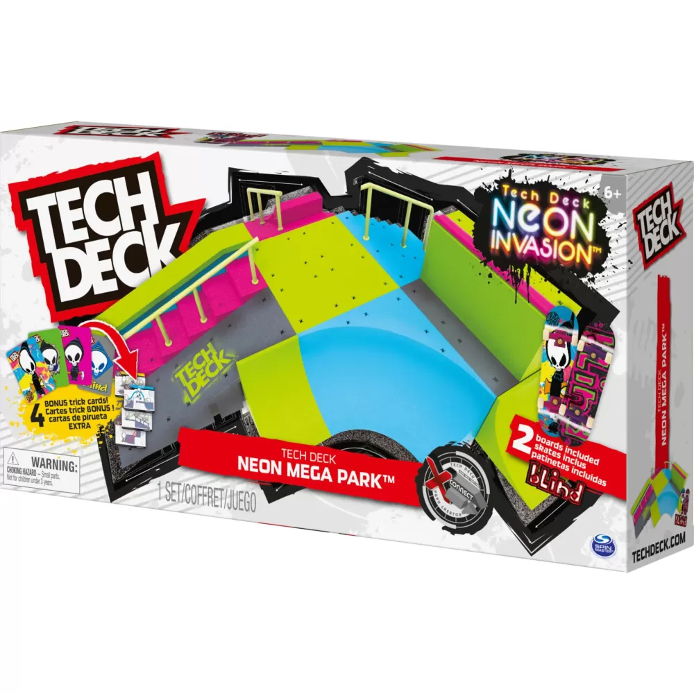 Flash Sale , Neon Mega Park X-Connect Creator, Set Di Rampe Personalizzabile Fosforescente Con Due Fingerboard, Giocattolo Per Bambini E Bambine Dai 6 Anni In Su Modellini Veicoli In Scala