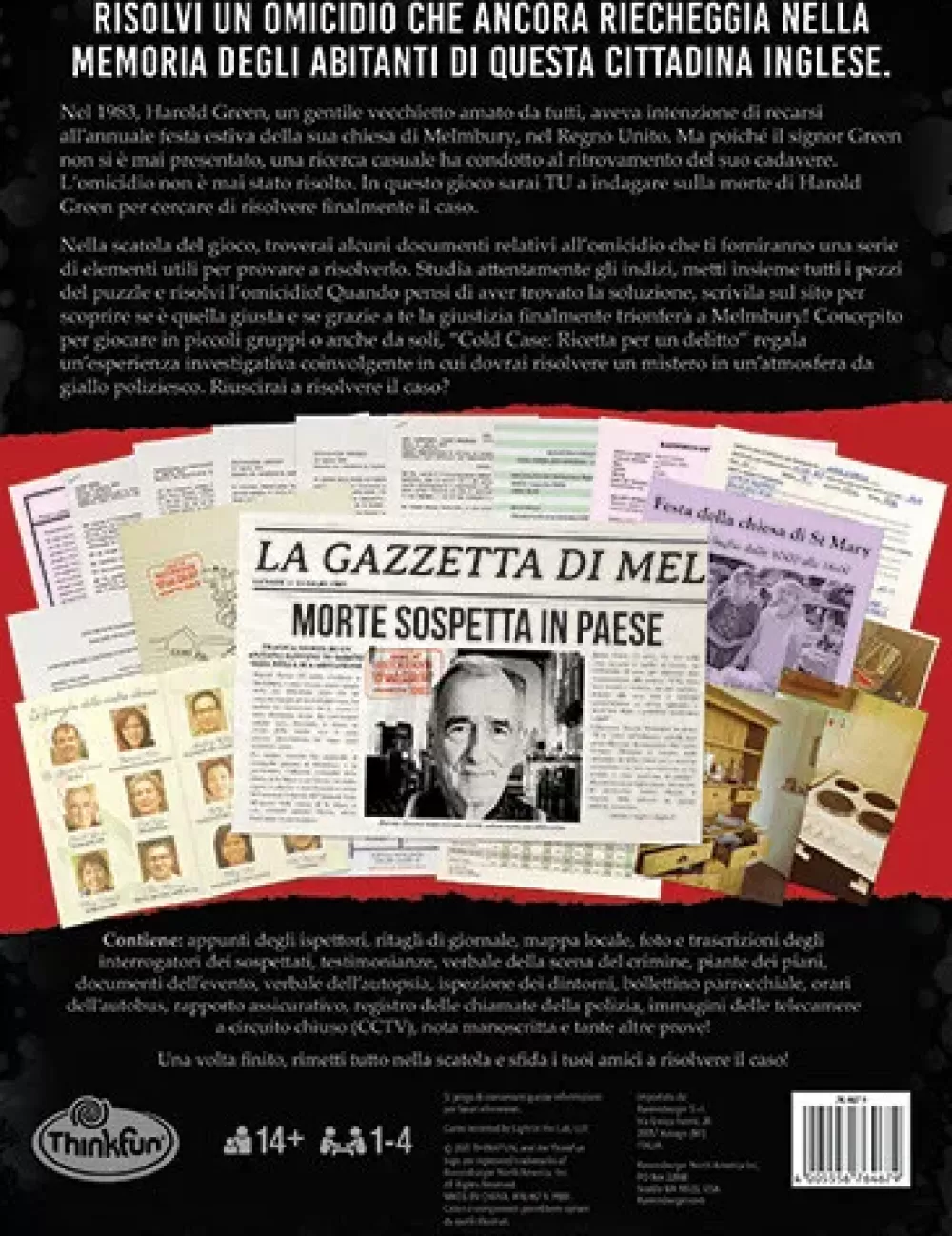 Fashion Thinkfun Cold Case 2: Ricetta Per Un Delitto, Gioco Di Logica E Indagine Per Adulti, 1-4 Giocatori, Eta 14+ Anni Giochi Escape Room Ed Enigmi