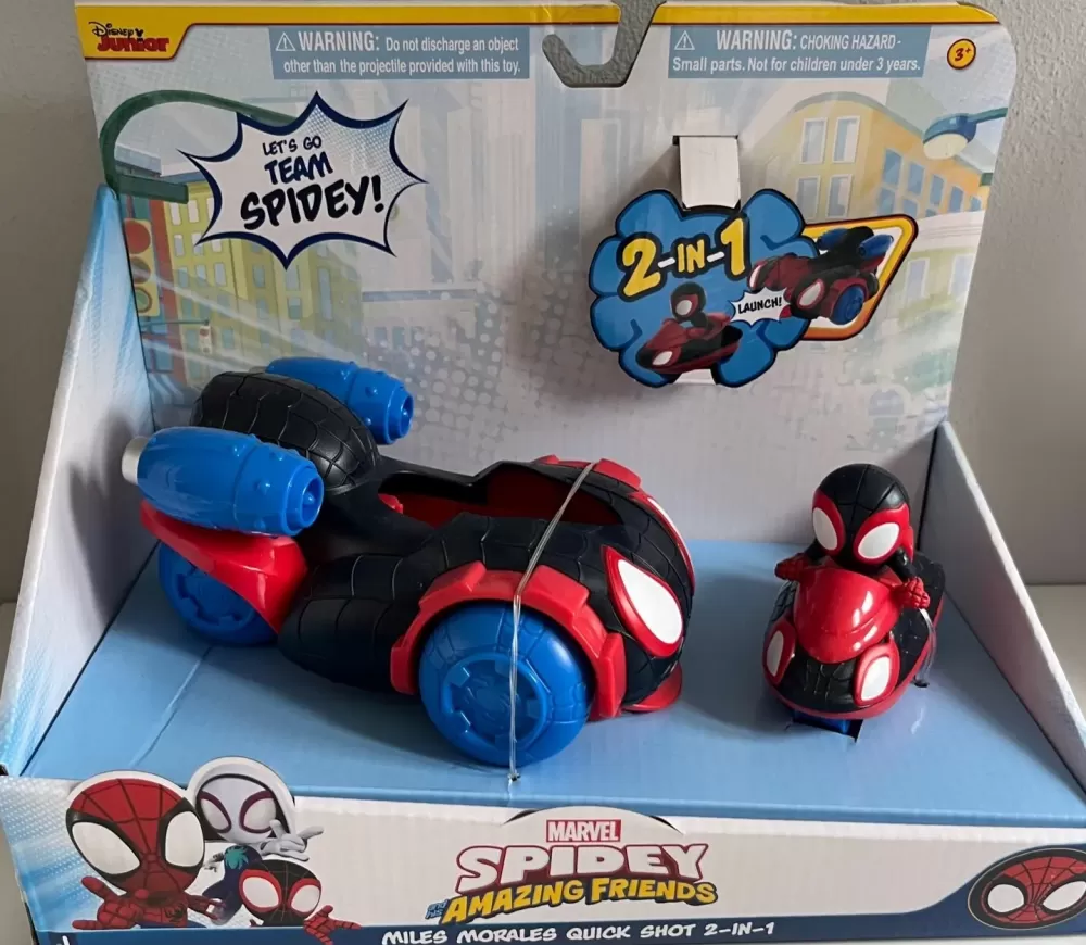 Best Sale Veicolo Miles Morales 2 In 1 Da 15Cm Con Personaggio Miles Morals Incluso Macchinine Bambini